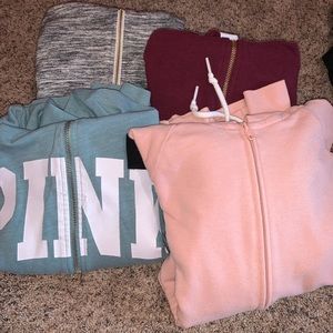 4 PINK, zip ups with hoods